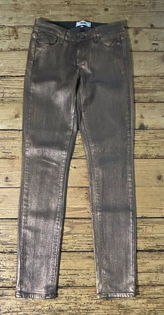 Paige Women’s Size 25 Copper Metallic Verdugo Ultra Skinny Denim Jeans NWOT